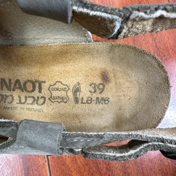 Naot Womens 39  US 8 Sienna Strappy Sandals Gray Green Suede - Picture 3 of 5